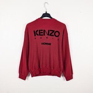 Vintage 90s KENZO Paris Homme Cotton Sweater in Red knit Made in Japan